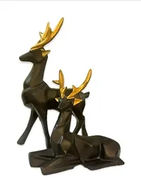 Resin Black Deer/Hiran Showpiece for Home  Office Decor Set of 2 Deer Different Size-thumb1