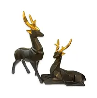 Resin Black Deer/Hiran Showpiece for Home  Office Decor Set of 2 Deer Different Size-thumb2