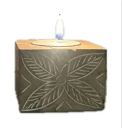 Candle Stand Handcrafted Wooden Diya Holder for Decorations