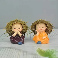 BUC Set of 4 Baby Hat Monk Buddha Idols Showpiece for Car Dashboard/Home D?cor Decoration  Gifting Purpose-thumb2