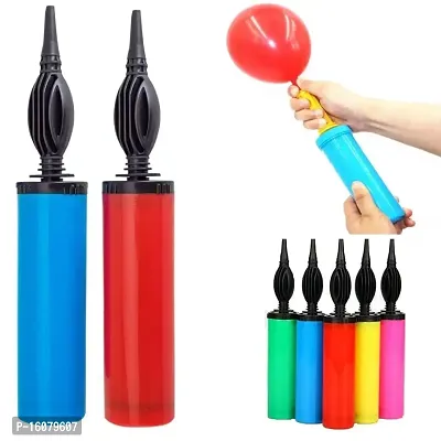 BUC Balloon Manual Hand Pump for Latex Foil, Helium Air Animal Rubber Baloon/Airpump/Balloons Pumper (Multicolor)-Pack-02