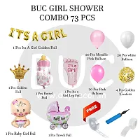 BUC Solid 54 Pc Birthday Decoration Kit Pink And Gold Confetti And White Balloons With Its A Girl And Baby Girl Trolley Foil Banner Room Balloon  (Multicolor, Pack of 73)-thumb1