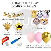 BUC Solid 67 Pc Birthday Decoration Kit Pink And Gold Peach Balloons With Banner Room Balloon  (Multicolor, Pack of 67)-thumb1