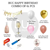 BUC Solid 61 Pc Birthday Decoration Kit Pink And Gold Chrome Rose Gold Balloons With Banner Room Balloon  (Multicolor, Pack of 61)-thumb4