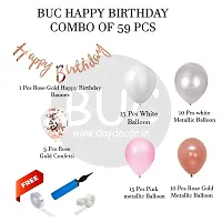 BUC Solid 59 Pc Birthday Decoration Kit Pink And Gold Rose White Balloons With Banner Room Balloon  (Multicolor, Pack of 59)-thumb1