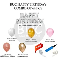 BUC Solid 64 Pc Birthday Decoration Kit Pink And Gold Chrome Rose Gold Chrome White  Balloons With Silver Happy Birthday Banner Room Balloon  (Multicolor, Pack of 64)-thumb4