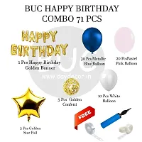 BUC Solid 71 Pc Birthday Decoration Kit Pink And Gold Confetti White Biue Balloons With Banner Room Balloon  (Multicolor, Pack of 71)-thumb1