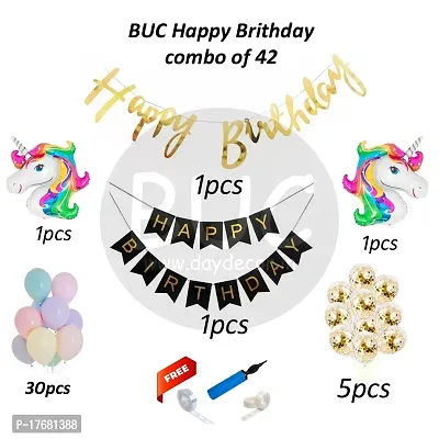 BUC Happy Birthday Decorations For Boys and Girls Happy Birthday Decoration Items Kit , Birthday Celebration Kit (Pack Of 42)-thumb3