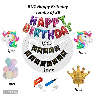 BUC Happy Birthday Decorations For Boys and Girls Happy Birthday Decoration Items Kit , Birthday Celebration Kit (Pack Of 38)-thumb4