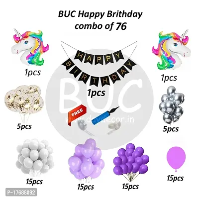 BUC Happy Birthday Decorations For Boys and Girls Happy Birthday Decoration Items Kit , Birthday Celebration Kit (Pack Of 76)-thumb3