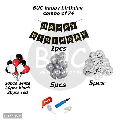 BUC Solid Happy Birthday Decoration Items Balloons for Bday Decoration Kit - Pack of - 80 Balloon  (Multicolor, Pack of 74)-thumb5