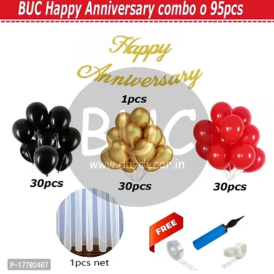 BUC Solid Happy Anniversary Decoration Items Balloons for Bday Decoration Kit - Pack of - 80 Balloon  (Multicolor, Pack of 95)-thumb5