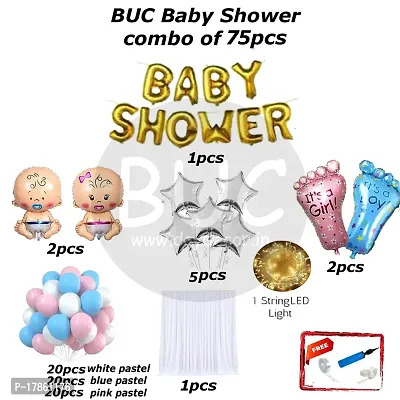 BUC Happy Birthday Decorations For Boys and Girls Happy Baby Shower Decoration Items Kit , Baby Shower Celebration Kit (Pack Of 75)-thumb2