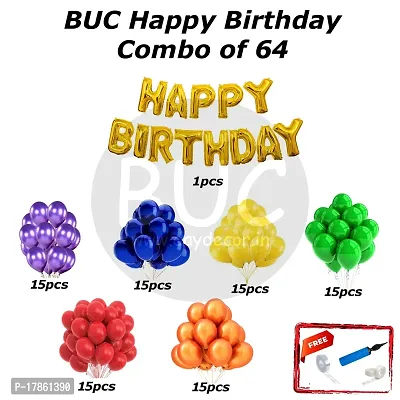 BUC Happy Birthday Decorations For Boys and Girls Happy Birthday Decoration Items Kit , Birthday Celebration Kit (Pack Of 64)-thumb4