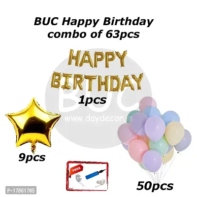 BUC Happy Birthday Decorations For Boys and Girls Happy Birthday Decoration Items Kit , Birthday Celebration Kit (Pack Of 63)-thumb5