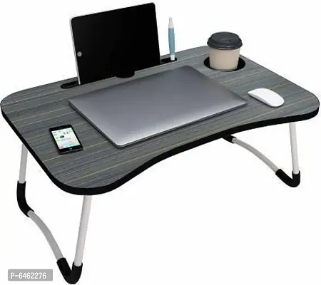 Multi-Purpose Laptop Table/Study Table/Bed Table/Foldable and Portable Wooden/Writing Desk (METALIC)-thumb0