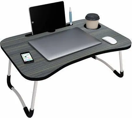 Multi-Purpose Laptop Table/Study Table/Bed Table/Foldable and Portable Wooden/Writing Desk (METALIC)