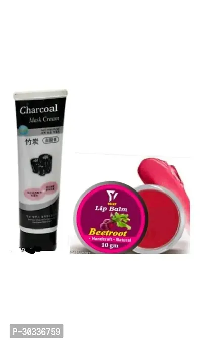 Charcoal face mask with beetroot balm-thumb0