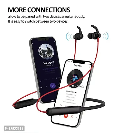 Tunifi B-255 Neckband Red TWS With upto 48 Hours playback Wireless Bluetooth Headphones Airpods ipod buds bluetooth Headset-thumb2