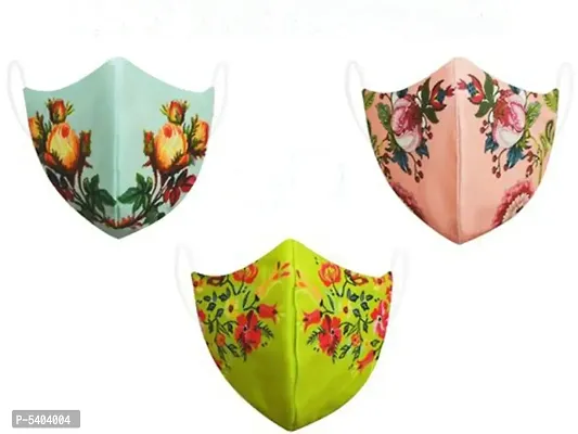 Fashionable Face Mask for Women  Girls with Earloop, Anti-virus and Anti-bacterial 3-ply Printed soft cloth Mask-thumb0