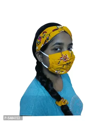 Fashionable 3 layer Hair Band With Mask  Ruffle