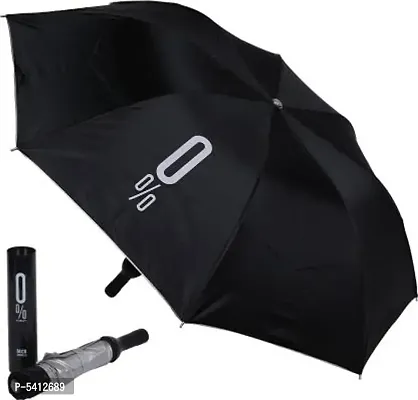 Windproof Double Layer Umbrella with Bottle Cover Umbrella for UV Protection  Rain Umbrella for Men  Women Umbrella  (Black)-thumb0