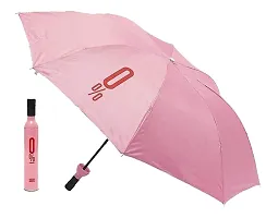Windproof Double Layer Umbrella with Bottle Cover Umbrella for UV Protection  Rain Umbrella for Men  Women Umbrella  (Pink)-thumb1
