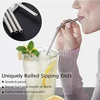 RC's Eco Friendly, BPA Free Metal  Reusable Stainless Steel Drinking Straw Pack of 4 (2 Straight  2 Bent) with Brush-thumb4