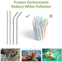 RC's Eco Friendly, BPA Free Metal  Reusable Stainless Steel Drinking Straw Pack of 4 (2 Straight  2 Bent) with Brush-thumb1