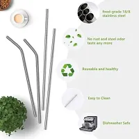 RC's Eco Friendly, BPA Free Metal  Reusable Stainless Steel Drinking Straw Pack of 4 (2 Straight  2 Bent) with Brush-thumb2