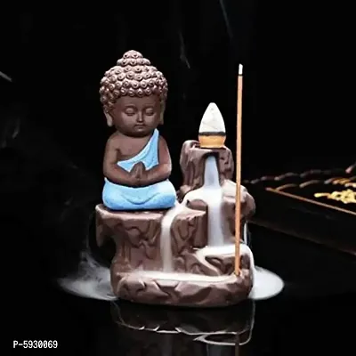MEDITATION RELAXING BUDDHA RED HANDMADE POLYRESIN BACKFLOW SMOKE FOUNTAIN DECORATIVE SHOWPIECE FOR HOME DEacute;COR WITH 10 SMOKE BACKFLOW