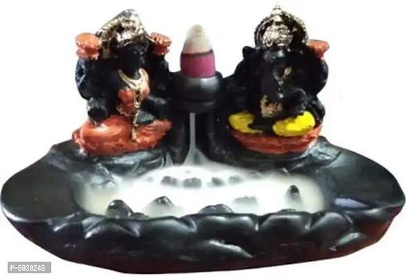 Lakshmi Ganesh Fountain Backflow Burner Incense Holder Decorative Showpiece with 10 Free Smoke Backflow Scented Cone Incenses-thumb0