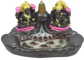 Lakshmi Ganesh Fountain Backflow Burner Incense Holder Decorative Showpiece with 10 Free Smoke Backflow Scented Cone Incenses-thumb1