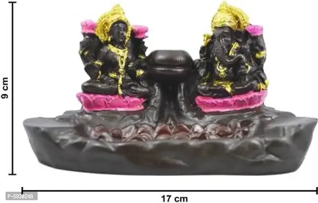 Lakshmi Ganesh Fountain Backflow Burner Incense Holder Decorative Showpiece with 10 Free Smoke Backflow Scented Cone Incenses-thumb3