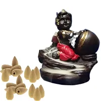 Gift's Cute Laddu Gopal Smoke Fountain Backflow Cone Decorative Incense Holder (Multicolour) with 10 Back Flow Cones-thumb2