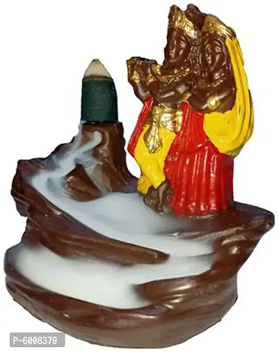 Handcrafted Radha Krishna Backflow Cone Incense Holder Decorative Showpiecenbsp;nbsp;(Polyresin, Multicolor)-thumb4