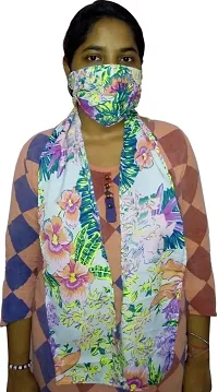 Fashionable 3 layer Stole/Chunni Mask 023- floral pattern-thumb1