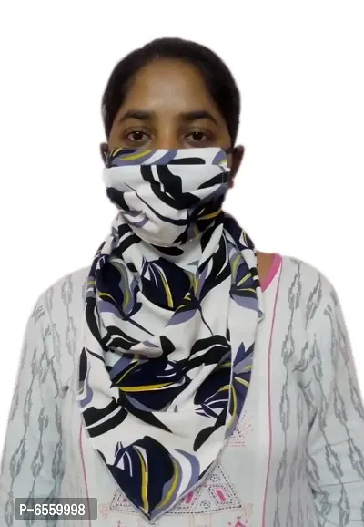 Fashionable 3 layer Stole/Hizab/Chunni Mask-Black and white