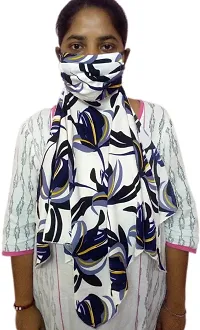 Fashionable 3 layer Stole/Hizab/Chunni Mask-Black and white-thumb2