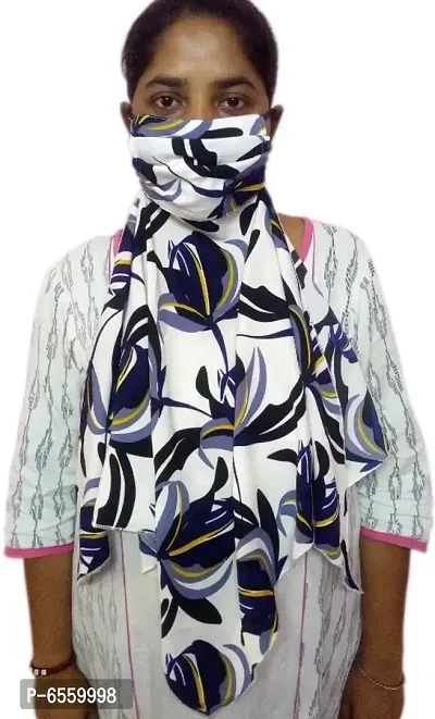 Fashionable 3 layer Stole/Hizab/Chunni Mask-Black and white-thumb3