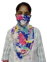 Fashionable 3 layer Stole/Hizab/Chunni Mask- Pink floral-thumb1