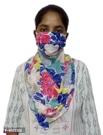 Fashionable 3 layer Stole/Hizab/Chunni Mask- Pink floral-thumb2