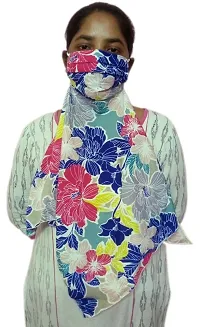 Fashionable 3 layer Stole/Hizab/Chunni Mask- Pink floral-thumb2