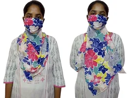 Fashionable 3 layer Stole/Hizab/Chunni Mask- Pink floral-thumb3