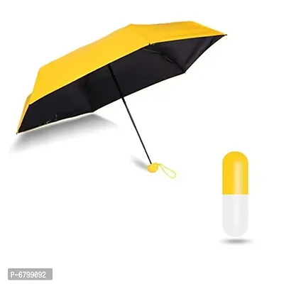 Capsule Shape Umbrella, Polyester Fabric With UV Protection With Anti-Slip Handle Capsule Umbrella-Yellow