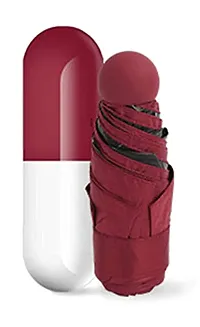 Capsule Shape Umbrella, Polyester Fabric With UV Protection With Anti-Slip Handle Capsule Umbrella -Burgandy-thumb2