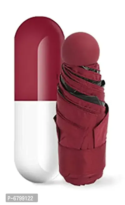 Capsule Shape Umbrella, Polyester Fabric With UV Protection With Anti-Slip Handle Capsule Umbrella -Burgandy-thumb3