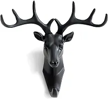 RCs 1 Pcs Wall Mount Multi-Purpose Deer Head Hook, Hanger Rack Holder for Coat, Gown, Hat, Key, Umbrella (Black)-thumb3