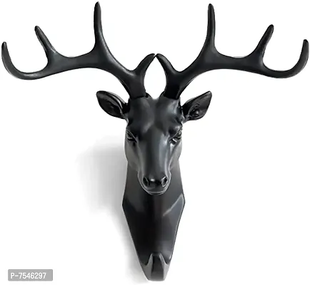 RCs 1 Pcs Wall Mount Multi-Purpose Deer Head Hook, Hanger Rack Holder for Coat, Gown, Hat, Key, Umbrella (Black)-thumb4