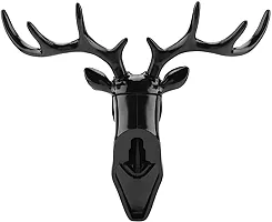 RCs 1 Pcs Wall Mount Multi-Purpose Deer Head Hook, Hanger Rack Holder for Coat, Gown, Hat, Key, Umbrella (Black)-thumb4